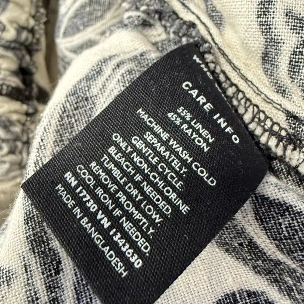 Who What Wear Blouse Women’s Size XS Black White Keyhole Back New NWT Linen - Picture 7 of 8